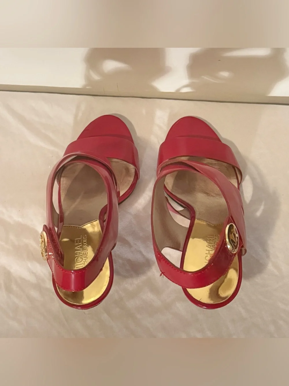 Michael Kors Joselle Red Patent Leather Slingback Heels Size (7)